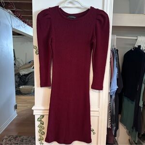 Revamped Deep Red Long Sleeve Dress